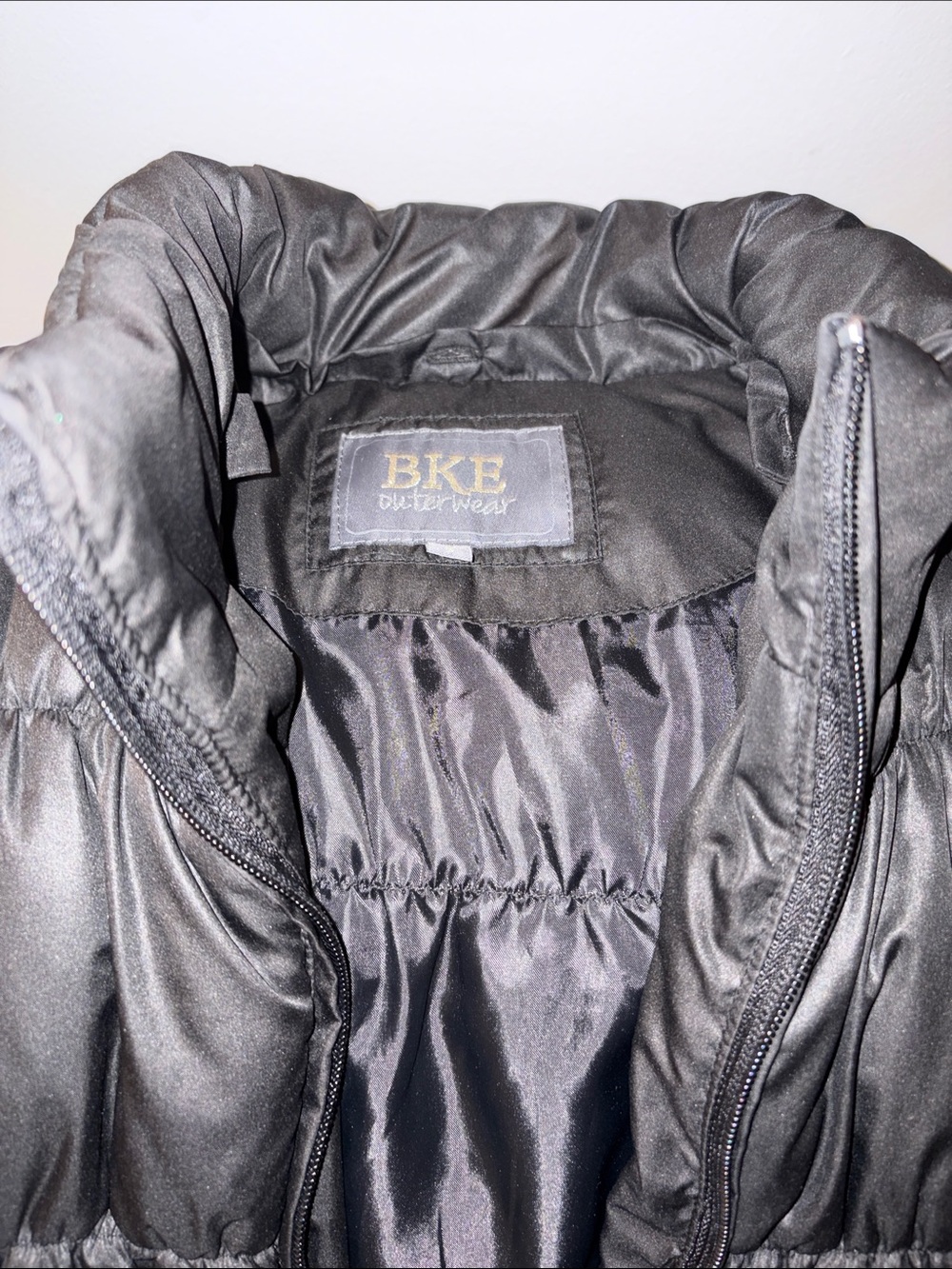 BKE womens Black Puffer Jacket with High Collar